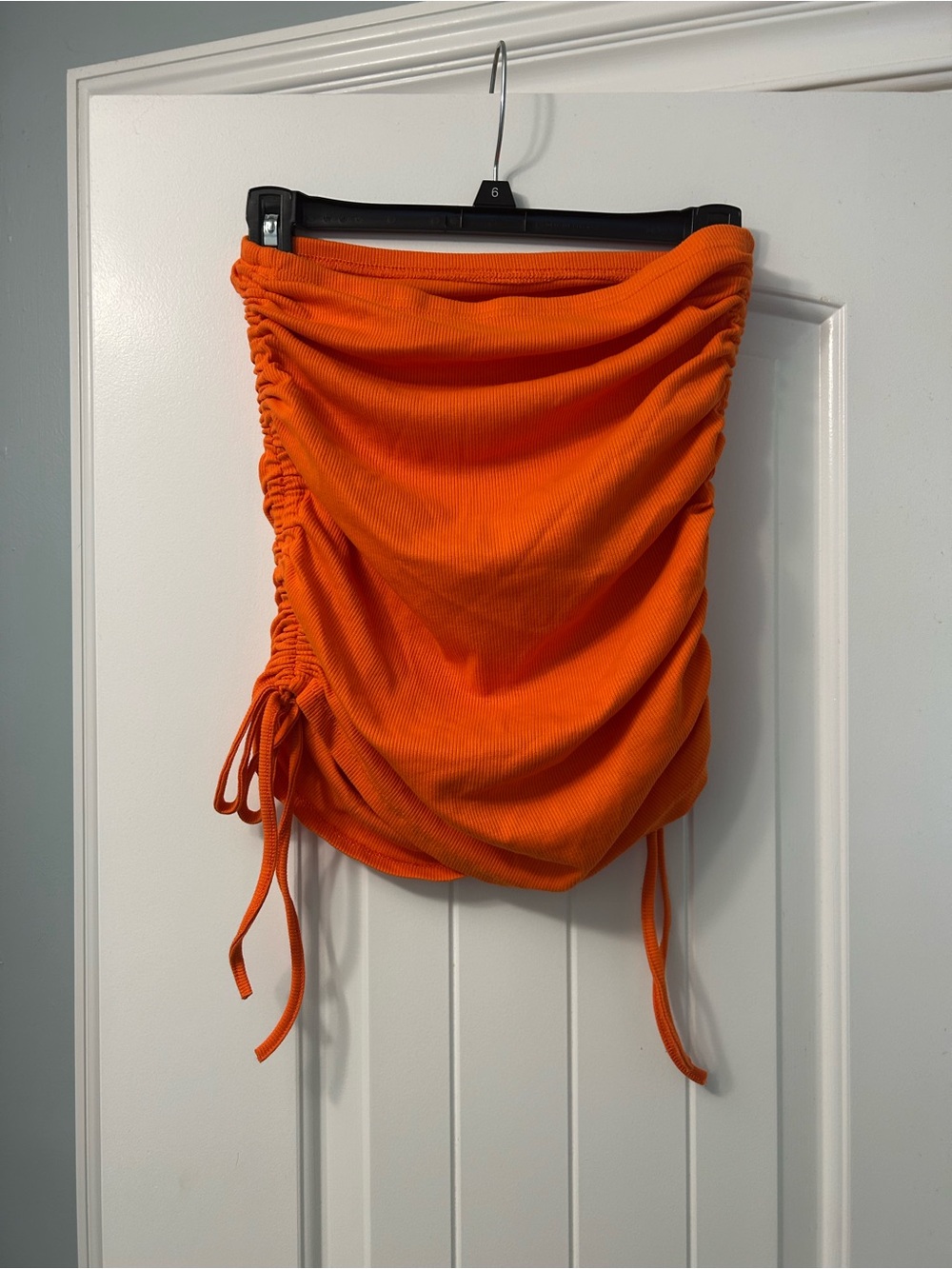 Ruched Orange Mini Skirt